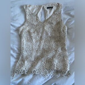 Adolfo Dominguez Sleeveless Cream Lace Blouse - Size 38